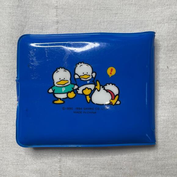 Vintage Sanrio Ahiru No Pekkle Blue Vinyl Fold Out Wallet Card Case - Picture 2 of 4